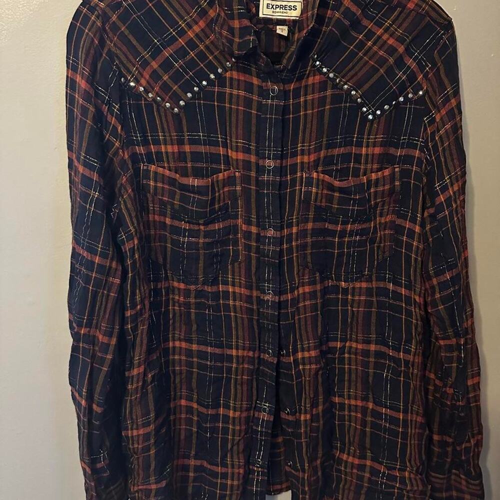Express brown and black plaid